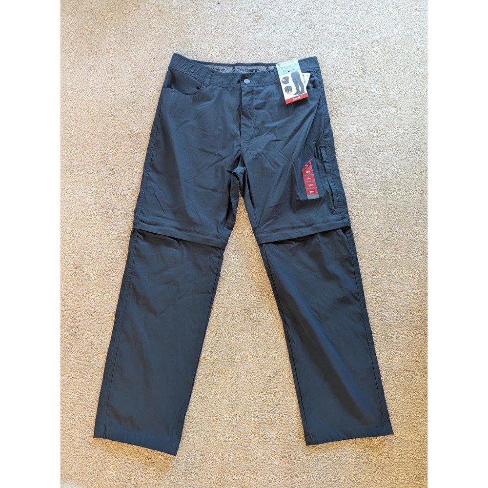 Free Country Convertible Hiking Pants 36x30 Blue Steel Water Resistant